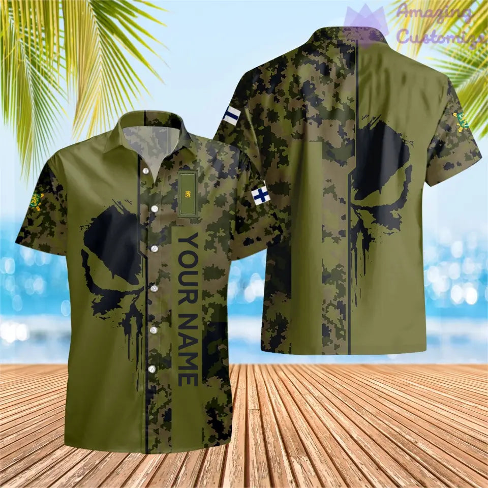 Personalisierter finnischer Soldat/Veteranen-Tarnanzug mit Namen und Rang, Hawaii-Aufdruck – 10052401QA