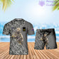 Personalisiertes australisches Soldaten-/Veteranen-Tarnmuster mit Namen und Rang, Kombi-T-Shirt + Shorts, 3D-Druck – 15052401QA