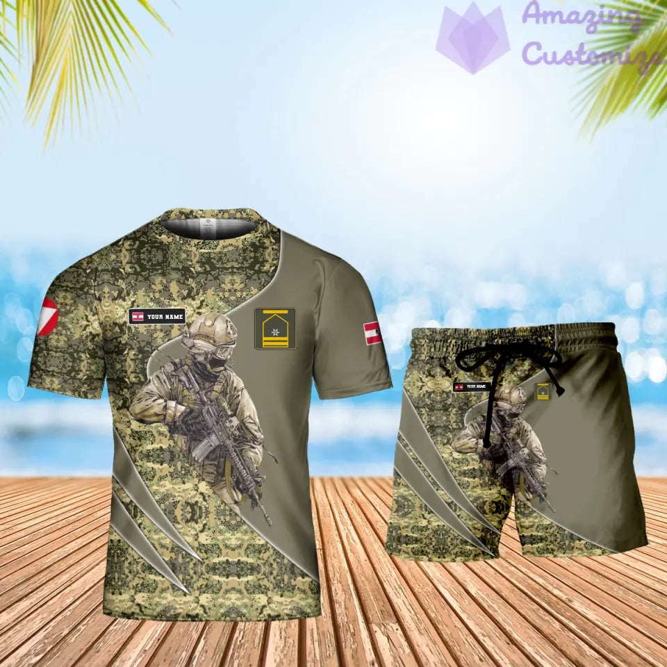 Personalized Austria Soldier/ Veteran Camo With Name And Rank Combo T-Shirt + Short 3D Printed -15052401QA