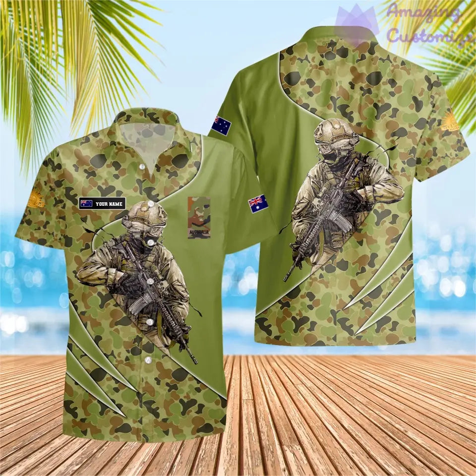 Personalisiertes Australien mit Namen und Rang Soldat/Veteran Hawaii All Over Printed - 15052401QA