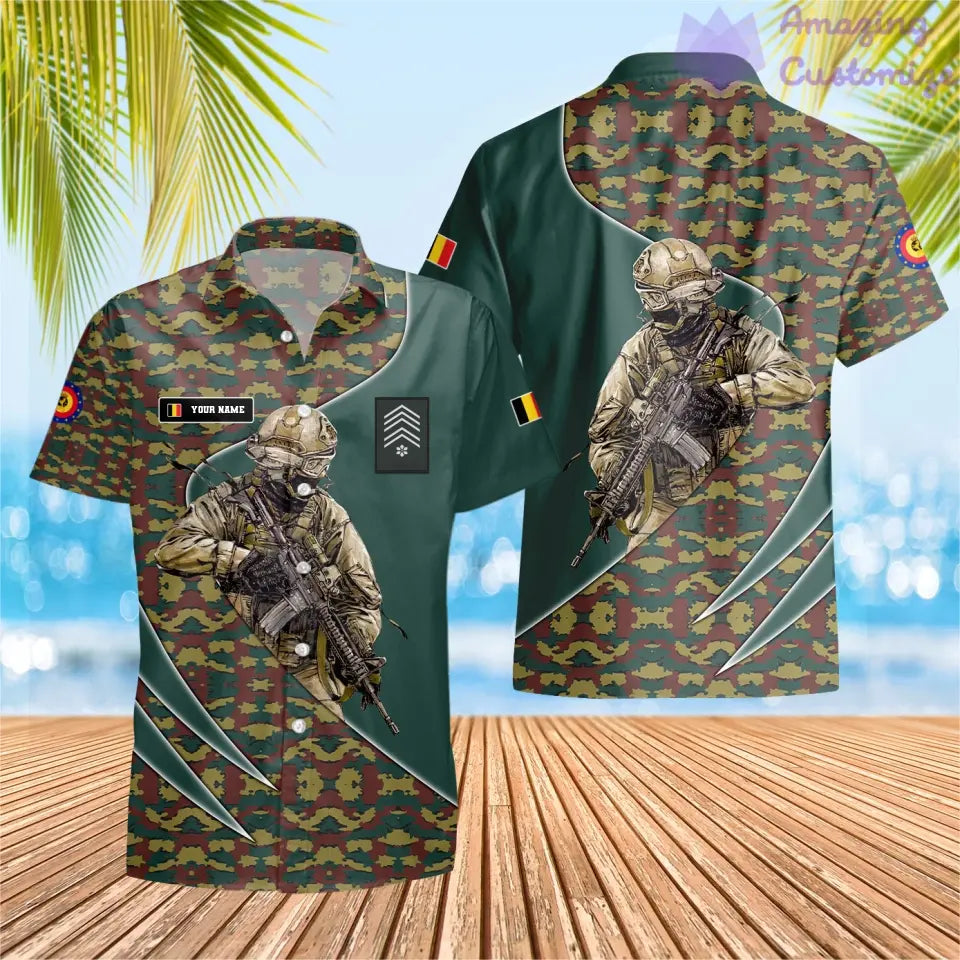 Personalisiertes Belgien mit Namen und Rang Soldat/Veteran Hawaii All Over Printed - 15052401QA