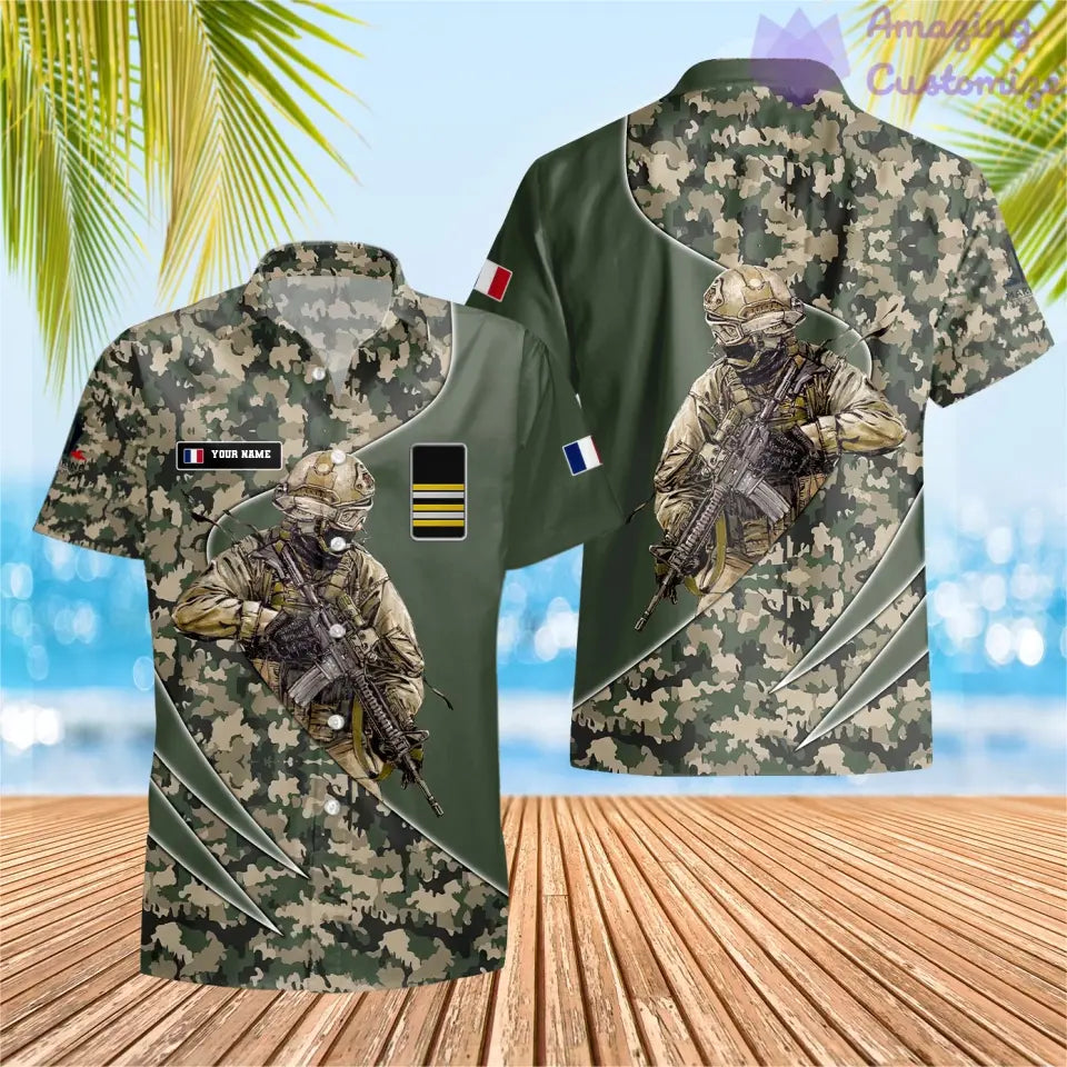 Personalisiertes Frankreich mit Namen und Rang Soldat/Veteran Hawaii All Over Printed - 15052401QA