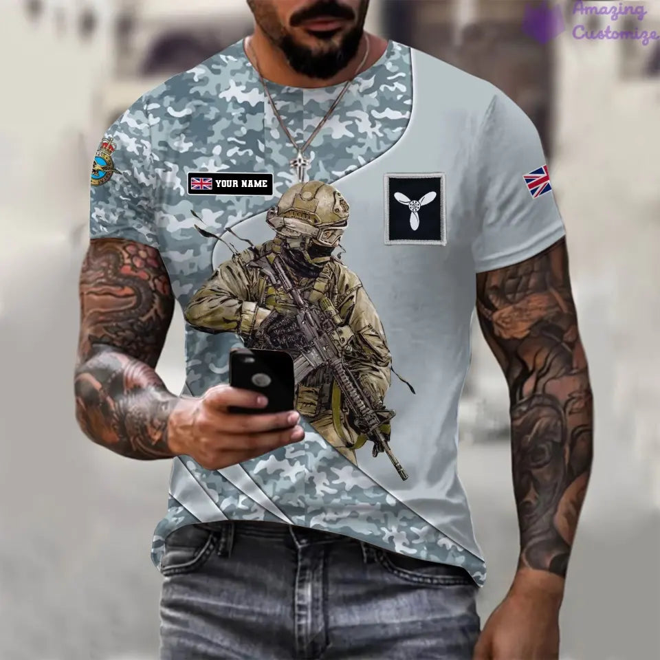 Personalisiertes UK-T-Shirt für Soldaten/Veteranen mit Namen und Rang, komplett bedruckt – 15052401QA