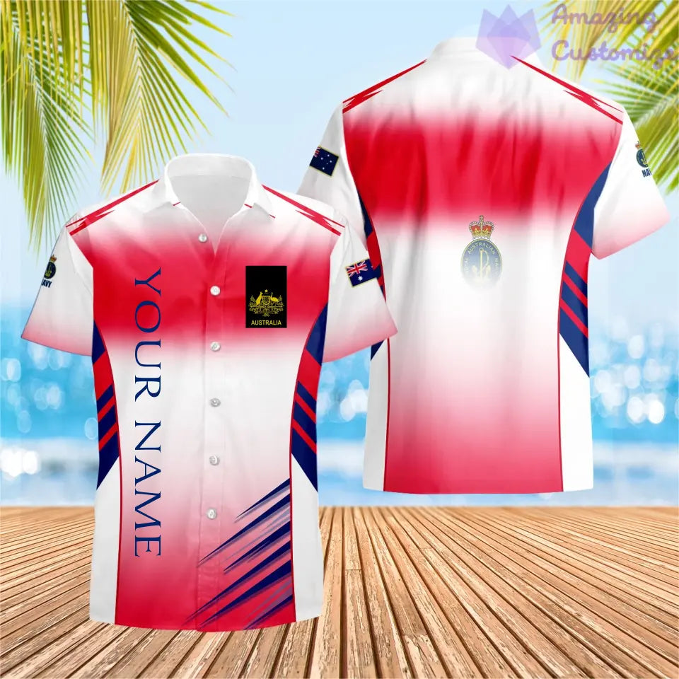 Personalisierbares Australien-Soldat/Veteranen-Hawaii-Shirt mit Namen und Rang, komplett bedruckt – 16052401QA