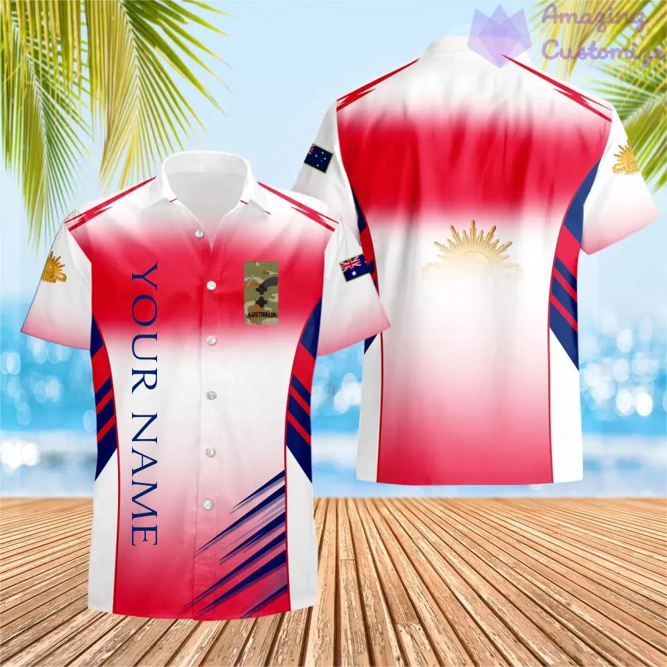 Personalisierbares Australien-Soldat/Veteranen-Hawaii-Shirt mit Namen und Rang, komplett bedruckt – 16052401QA