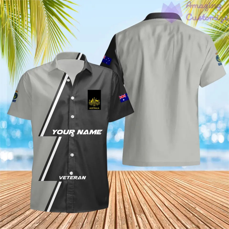 Personalisierbares Australien-Soldat/Veteranen-Hawaii-Shirt mit Namen und Rang, komplett bedruckt – 20052401QA