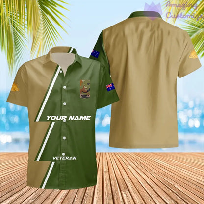 Personalisierbares Australien-Soldat/Veteranen-Hawaii-Shirt mit Namen und Rang, komplett bedruckt – 20052401QA