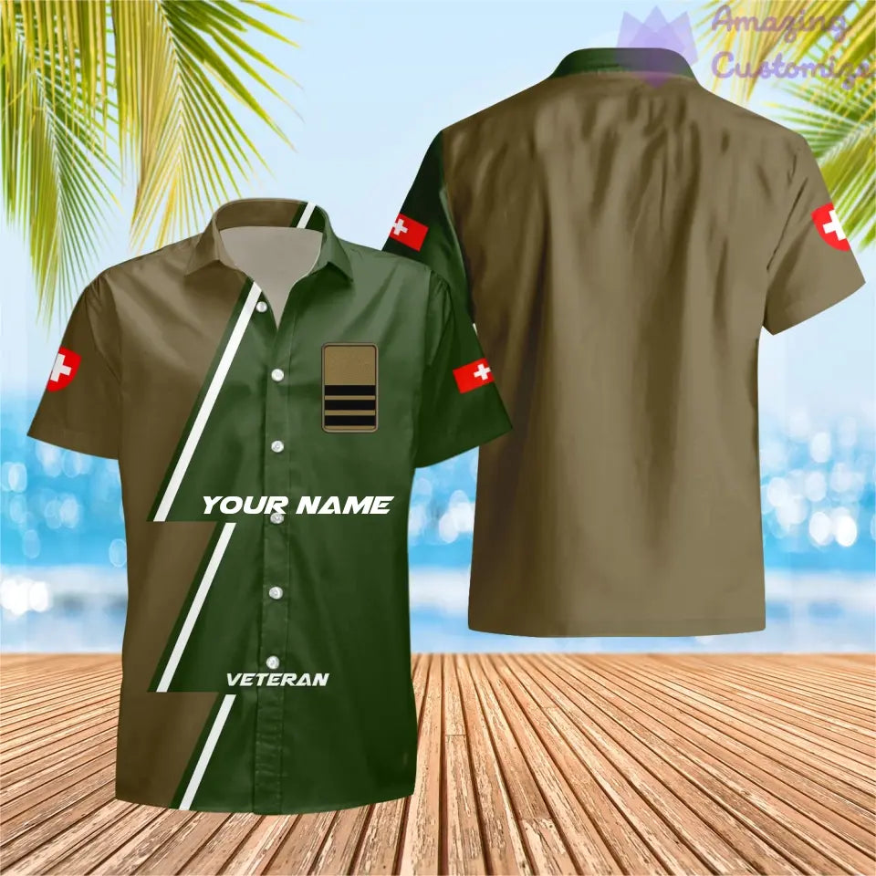 Personalisierter Schweizer Soldat/Veteran mit Namen und Rang Hawaii Allover-Druck – 20052401QA