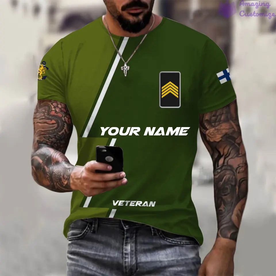 Personalized Finland with Name and Rank Soldier/Veteran T-shirt All Over Printed - 20052401QA