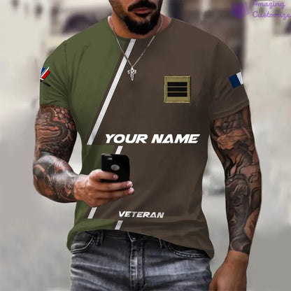 Personalized France with Name and Rank Soldier/Veteran T-shirt All Over Printed - 20052401QA