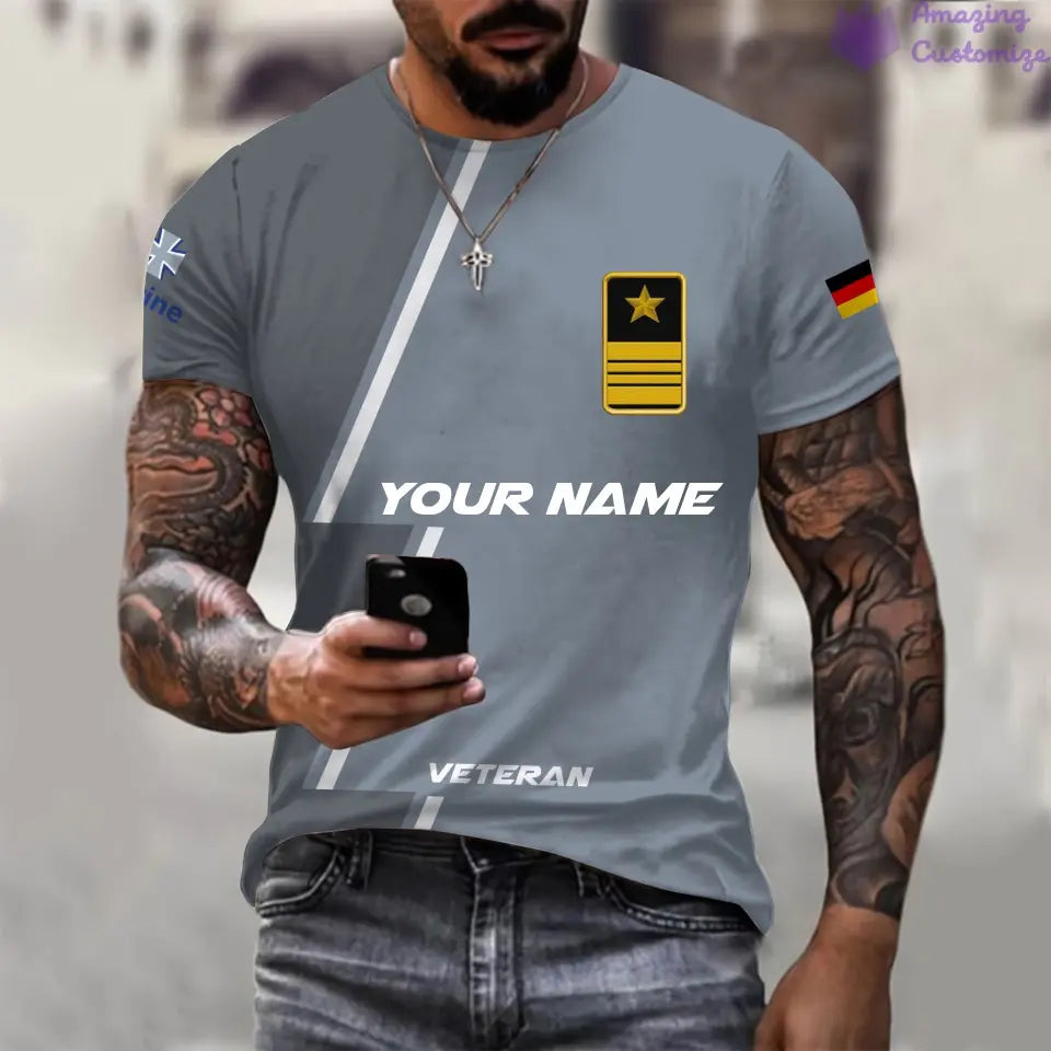 T-shirt personnalisé Allemagne avec nom et grade soldat/vétéran imprimé sur toute la surface - 20052401QA