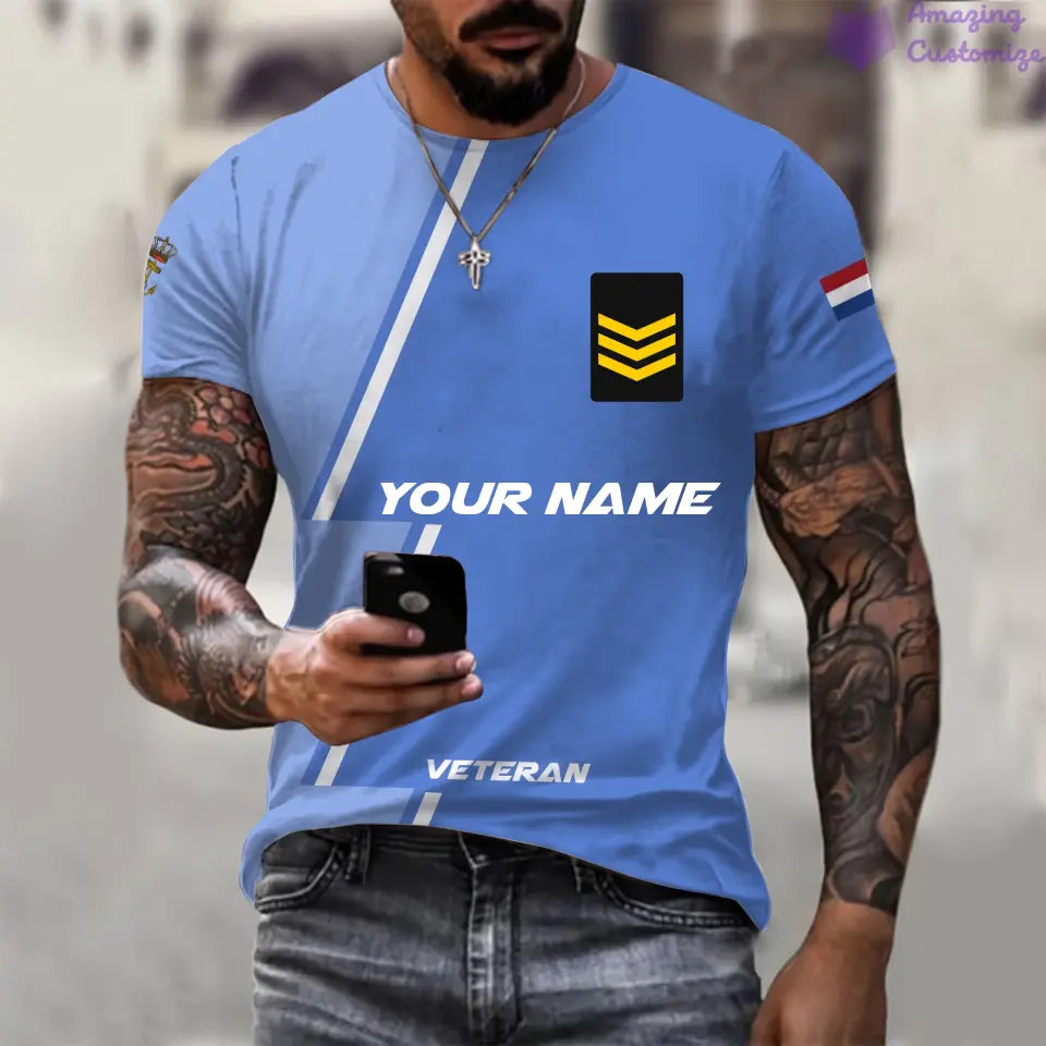 Personalisiertes Niederlande Soldat/Veteran T-Shirt mit Namen und Rang, komplett bedruckt – 20052401QA