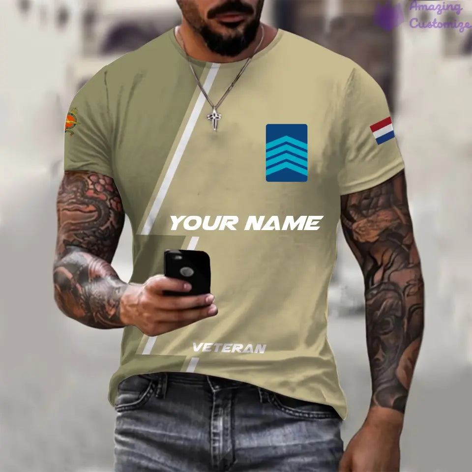 Personalisiertes Niederlande Soldat/Veteran T-Shirt mit Namen und Rang, komplett bedruckt – 20052401QA