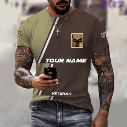 Personalisiertes UK-T-Shirt für Soldaten/Veteranen mit Namen und Rang, komplett bedruckt – 20052401QA