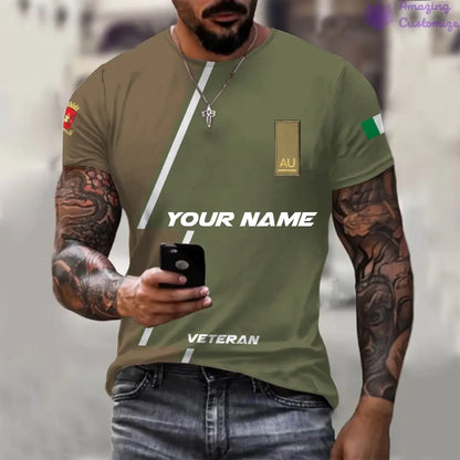 T-shirt personnalisé soldat/vétéran italien avec nom et grade imprimés sur toute la surface - 20052401QA