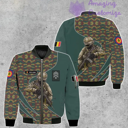 Personalized Belgium Soldier/ Veteran Camo With Name And Rank Bomber Jacket 3D Printed  - 150524QA