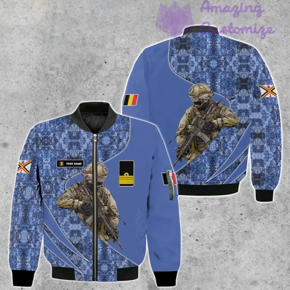 Personalized Belgium Soldier/ Veteran Camo With Name And Rank Bomber Jacket 3D Printed  - 150524QA