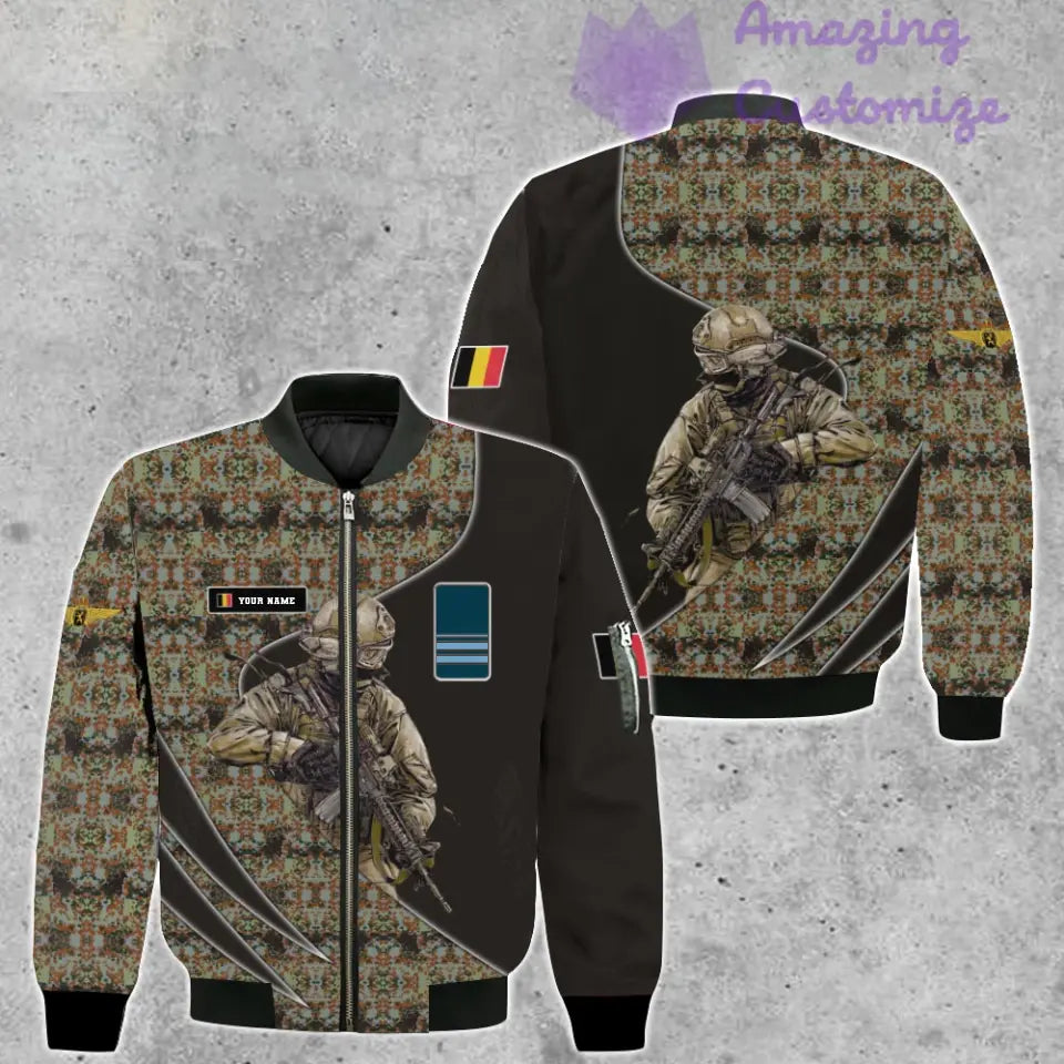 Personalized Belgium Soldier/ Veteran Camo With Name And Rank Bomber Jacket 3D Printed  - 150524QA