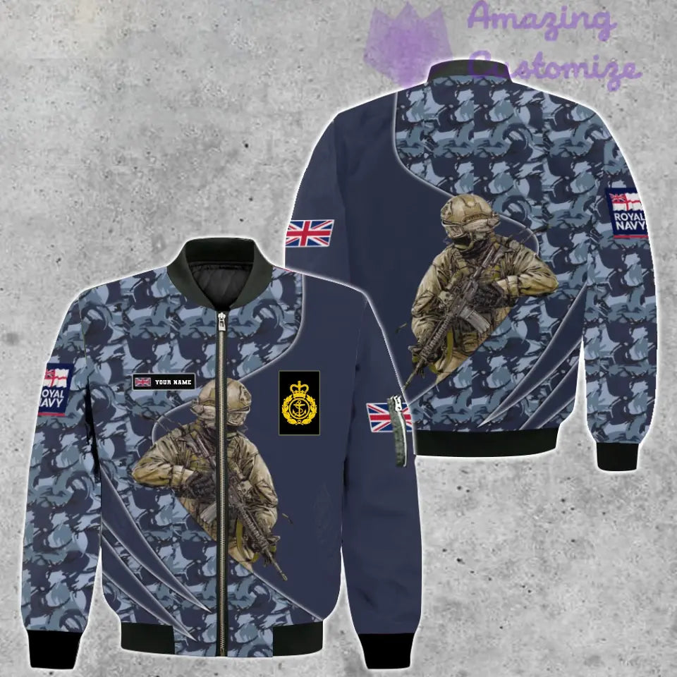 Personalisierte Bomberjacke mit Camouflage-Muster für britische Soldaten/Veteranen mit Namen und Rang, 3D-Druck – 150524QA