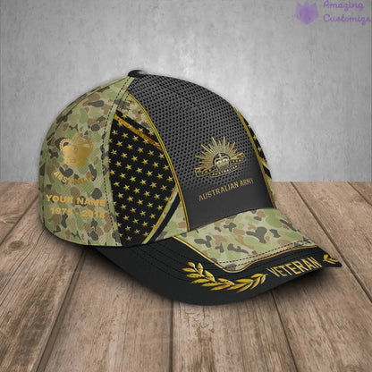 Casquette de baseball camouflage personnalisée avec grade, année et nom pour soldat/vétéran australien - 17163360