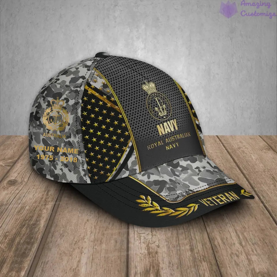 Casquette de baseball camouflage personnalisée avec grade, année et nom pour soldat/vétéran australien - 17163360