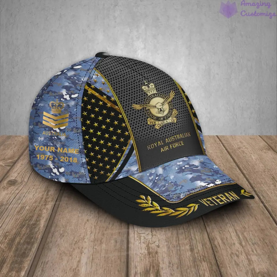 Casquette de baseball camouflage personnalisée avec grade, année et nom pour soldat/vétéran australien - 17163360