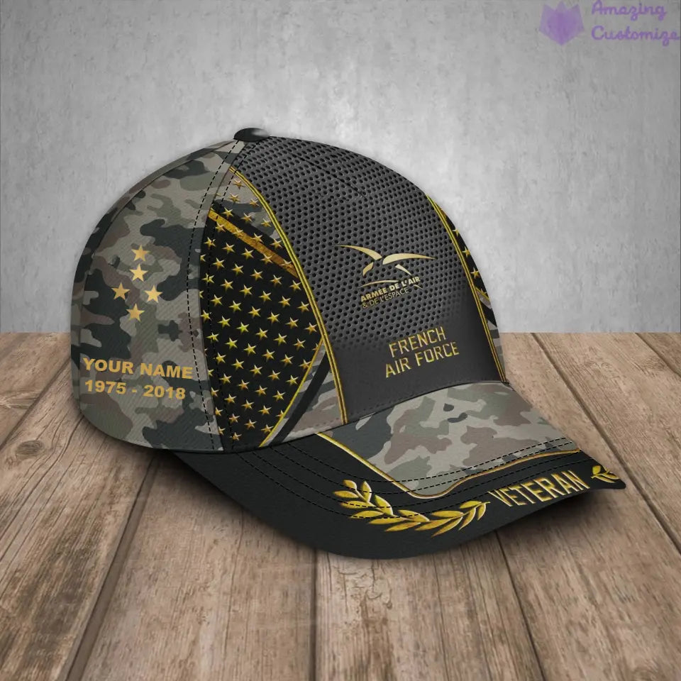 Casquette de baseball camouflage personnalisée avec grade, année et nom pour soldat/ancien combattant français - 17163360