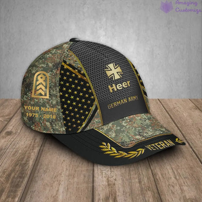 Personalized Rank, Year And Name Germany Soldier/Veterans Camo Baseball Cap - 17163360