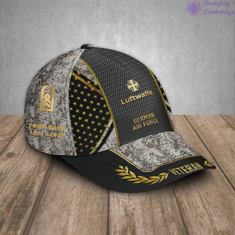 Personalized Rank, Year And Name Germany Soldier/Veterans Camo Baseball Cap - 17163360