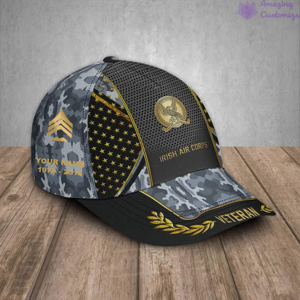 Personalized Rank, Year And Name Ireland Soldier/Veterans Camo Baseball Cap - 22052401QA