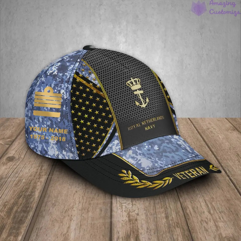 Personalized Rank, Year And Name Netherlands Soldier/Veterans Camo Baseball Cap - 17163360