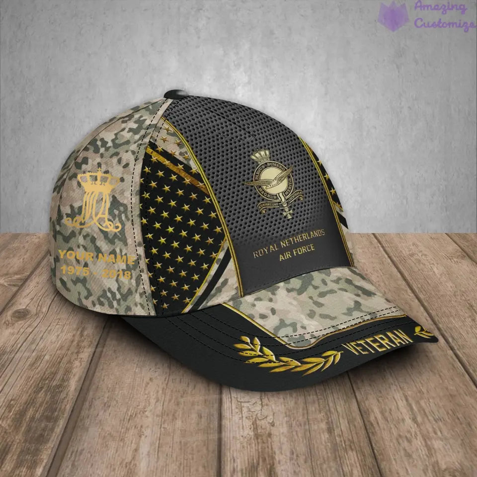 Casquette de baseball camouflage personnalisée avec rang, année et nom pour soldat/vétéran des Pays-Bas - 17163360