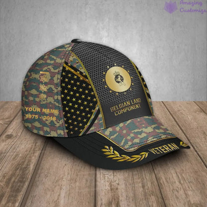 Personalized Rank, Year And Name Belgium Soldier/Veterans Camo Baseball Cap - 17163360