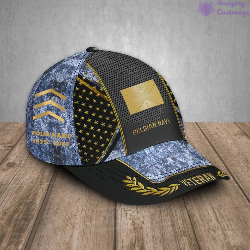 Personalized Rank, Year And Name Belgium Soldier/Veterans Camo Baseball Cap - 17163360