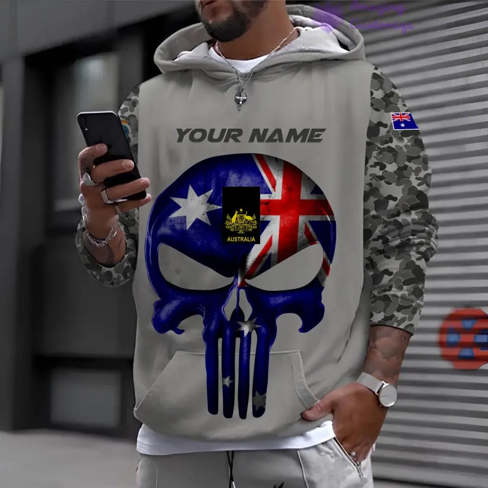 Personalized Australia with Name and Rank Soldier/Veteran Hoodie All Over Printed - 17168544