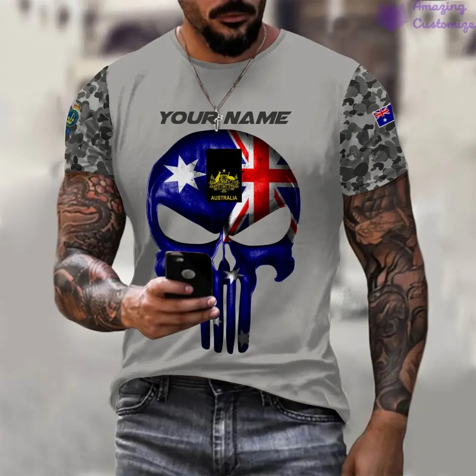 Personalisierter Australien-Kapuzenpullover für Soldaten/Veteranen mit Namen und Rang, komplett bedruckt – 17168544