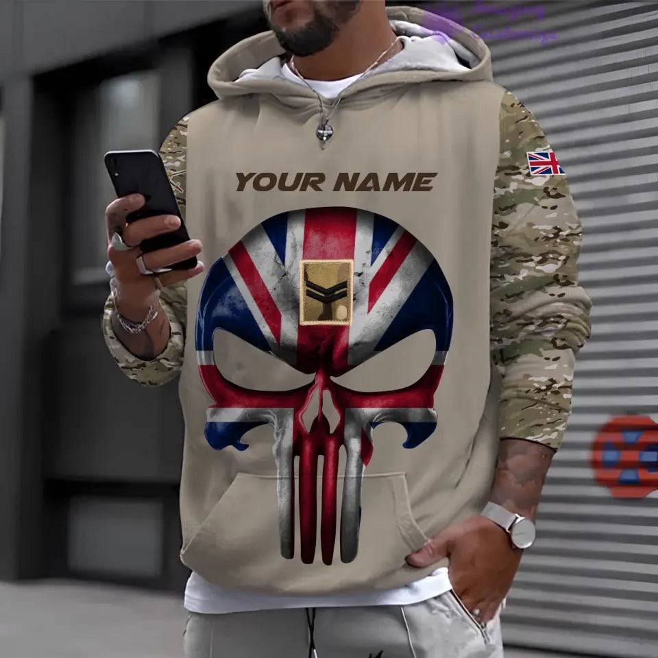 Personalized UK with Name and Rank Soldier/Veteran Hoodie All Over Printed - 17168544