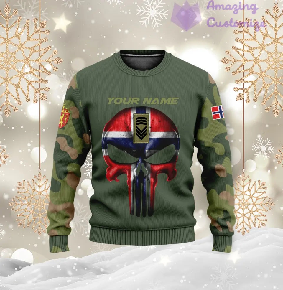 Personalisierter Kapuzenpullover mit Rundum-Aufdruck „Norwegischer Soldat/Veteran“ mit Namen und Rang – 17168544