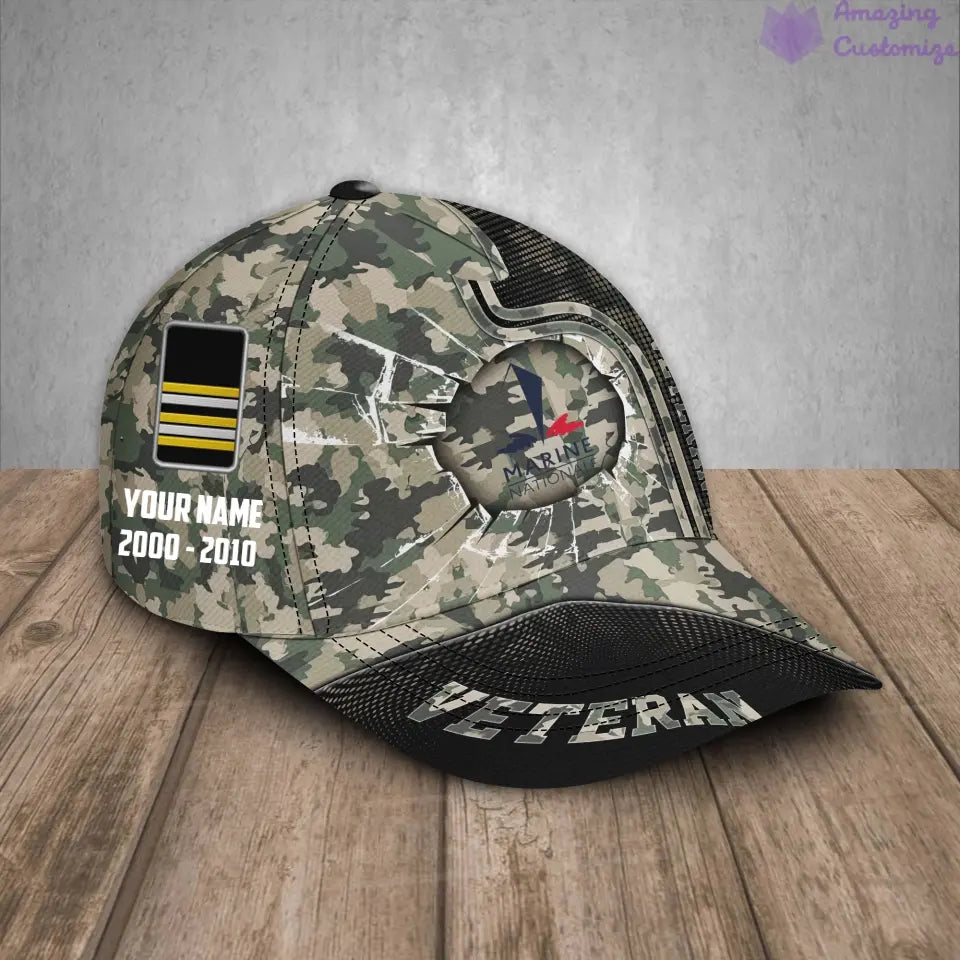 Personalized Rank, Year And Name France Soldier/Veterans Camo Baseball Cap - 17170272