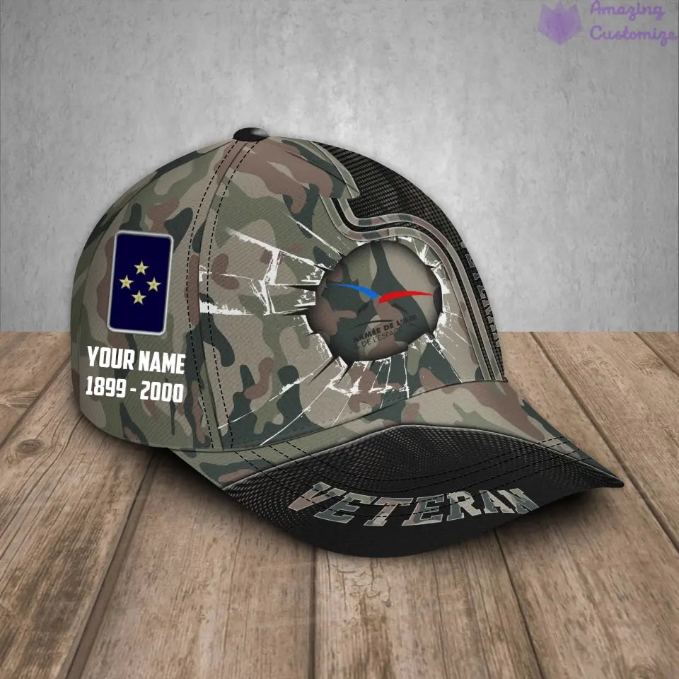 Casquette de baseball camouflage personnalisée avec grade, année et nom pour soldat/ancien combattant français - 17170272