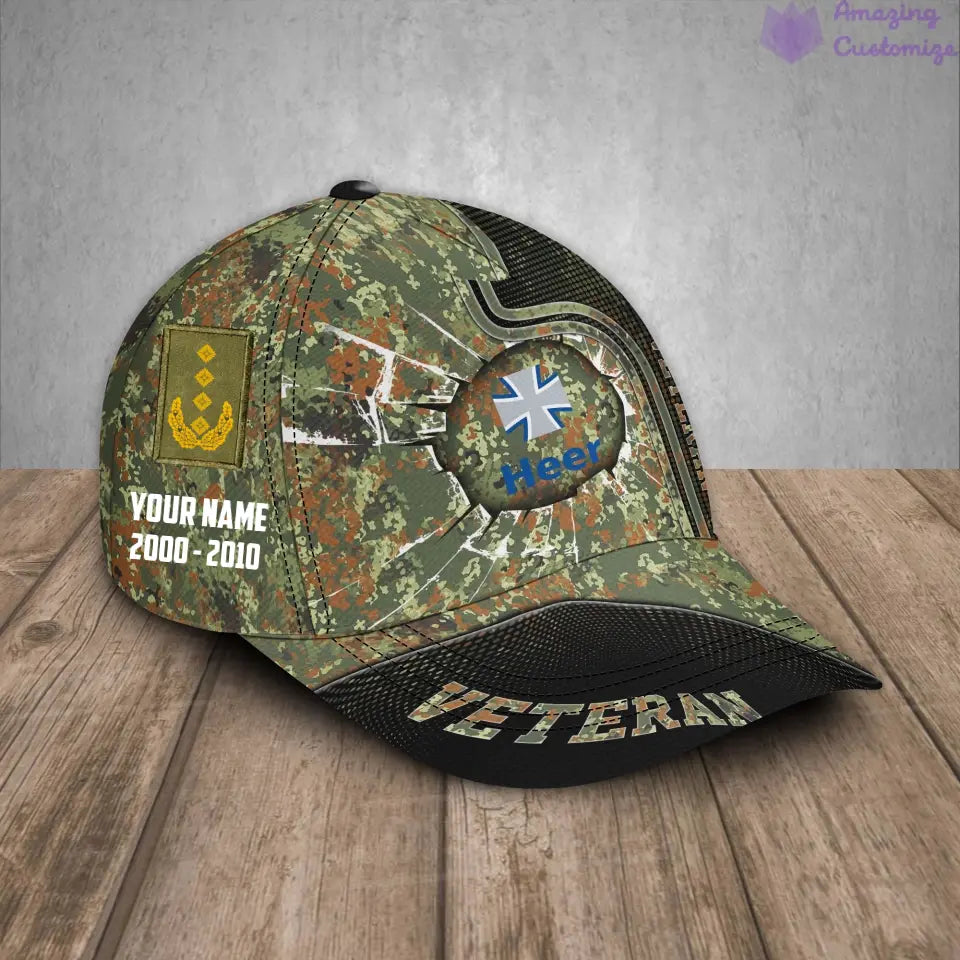 Personalized Rank, Year And Name Germany Soldier/Veterans Camo Baseball Cap - 17170272