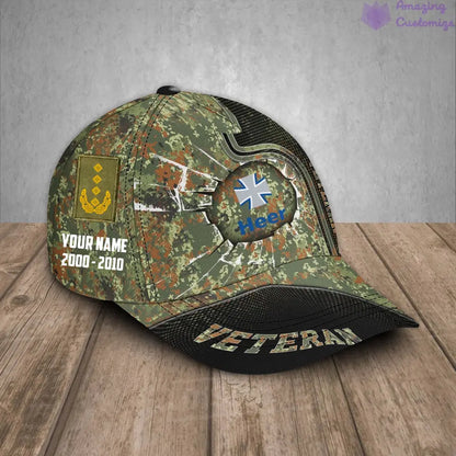 Personalized Rank, Year And Name Germany Soldier/Veterans Camo Baseball Cap - 17170272