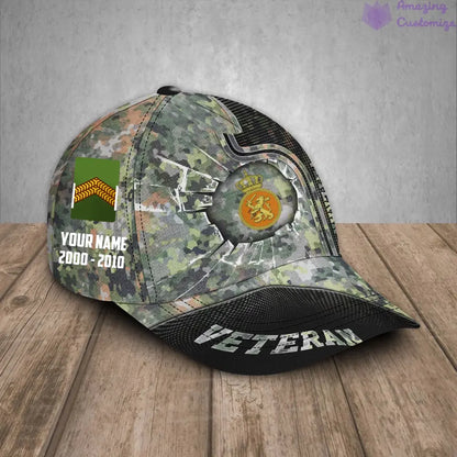 Personalized Rank, Year And Name Netherlands Soldier/Veterans Camo Baseball Cap - 17170272