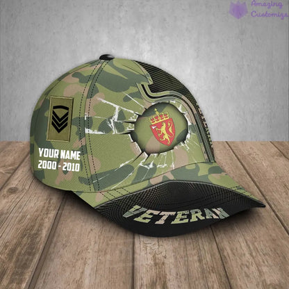 Personalized Rank, Year And Name Norway Soldier/Veterans Camo Baseball Cap - 16854048