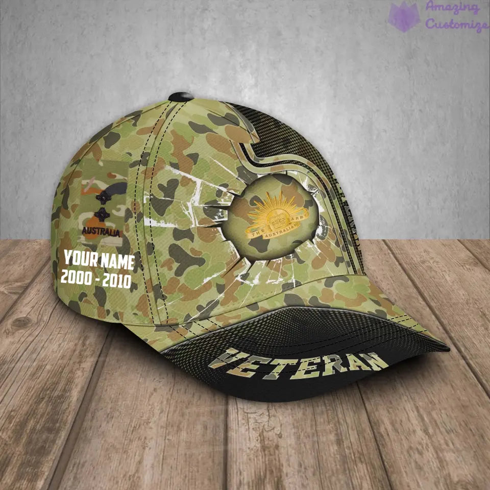 Personalized Rank, Year And Name Australia Soldier/Veterans Camo Baseball Cap - 17170272