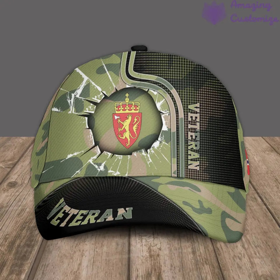 Personalized Rank, Year And Name Norway Soldier/Veterans Camo Baseball Cap - 16854048