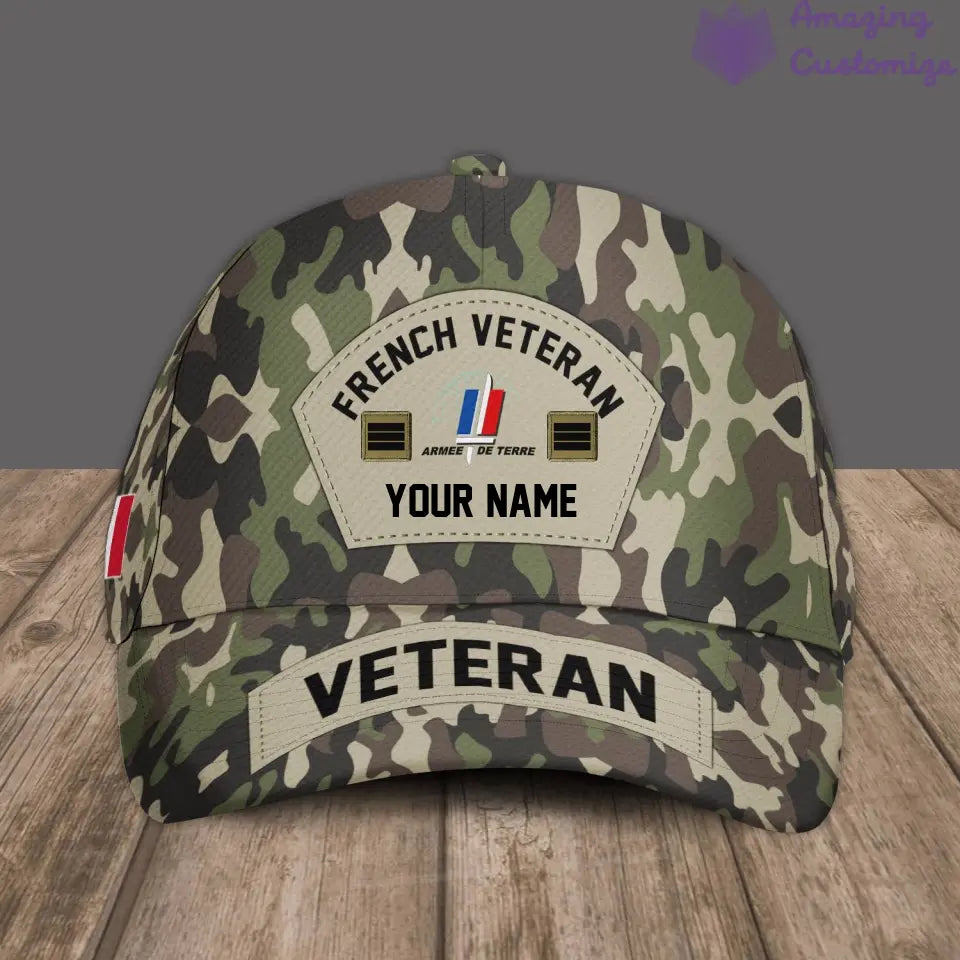 Personalized Rank And Name France Soldier/Veterans Camo Baseball Cap - 1717027201