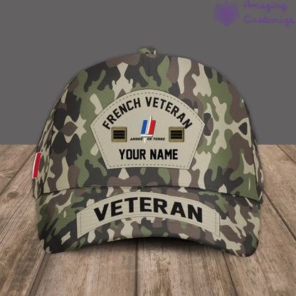 Personalized Rank And Name France Soldier/Veterans Camo Baseball Cap - 1717027201