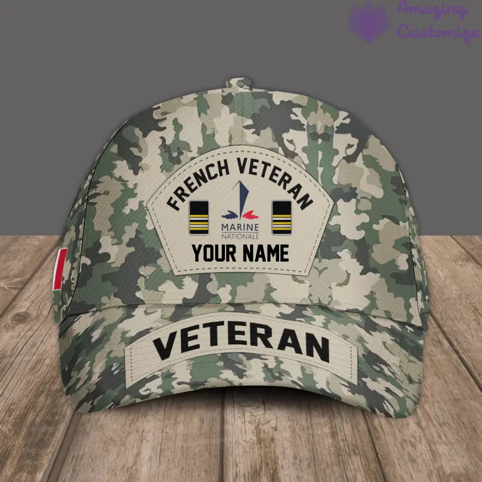 Personalized Rank And Name France Soldier/Veterans Camo Baseball Cap - 1717027201