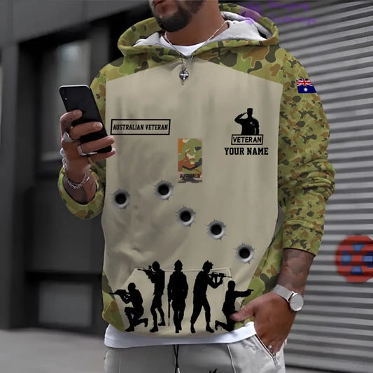 Personalized Australia with Name and Rank Soldier/Veteran Hoodie All Over Printed - 1717113601